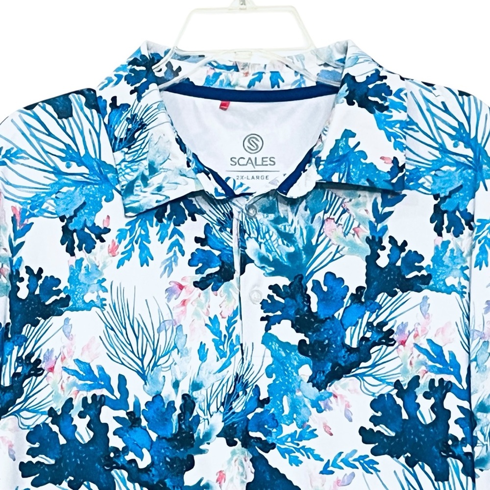 Scales Gear Golf Polo UPF50+ Clubhouse Collection Coral Tropic Beach Shirt 2XL - Picture 4 of 11